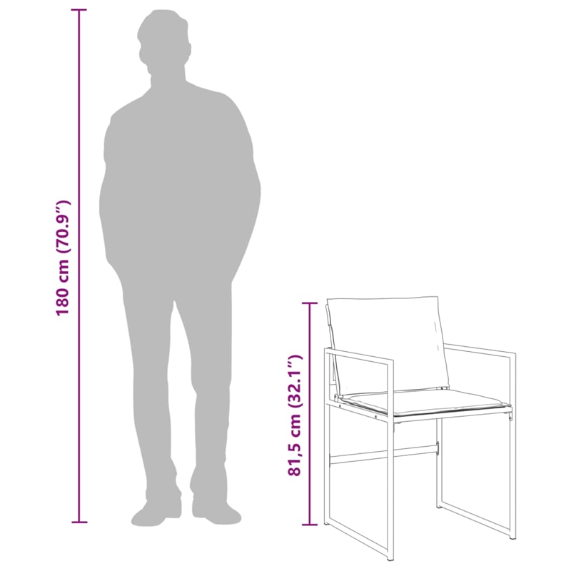 vidaXL 11 Piece Steel Garden Dining Set in Black/Dark Gray