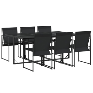 vidaXL 7 Piece Steel Garden Dining Set in Black