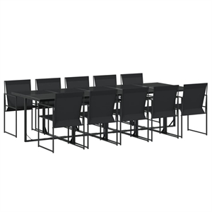 vidaXL 11 Piece Steel Garden Dining Set in Black