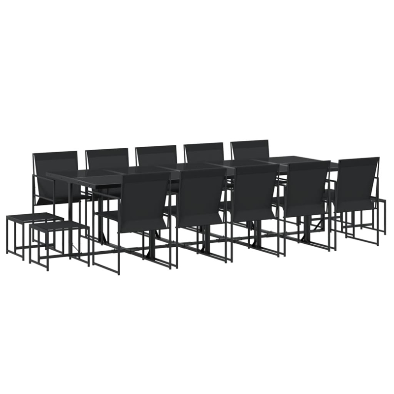 vidaXL Steel Garden Dining Set in Black