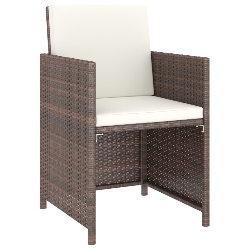 vidaXL 6 Piece Poly Rattan Garden Dining Set in Brown/Cream White