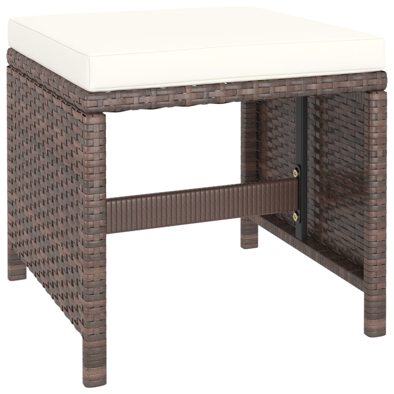 vidaXL 6 Piece Poly Rattan Garden Dining Set in Brown/Cream White