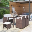 vidaXL 6 Piece Poly Rattan Garden Dining Set in Brown/Cream White