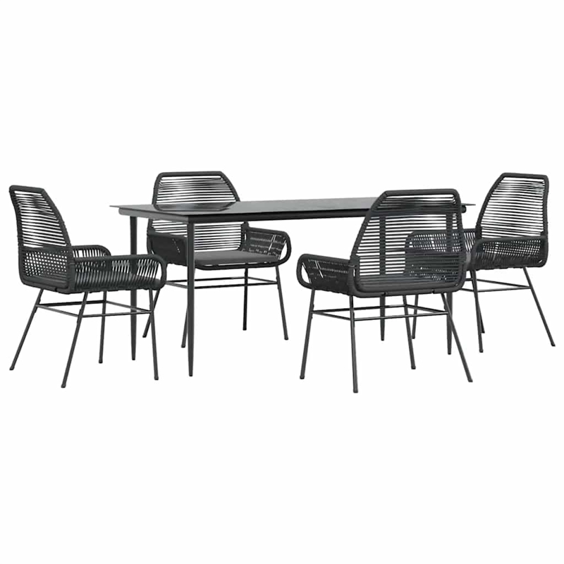vidaXL 5 Piece Rattan Garden Dining Set in Black