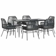 vidaXL 7 Piece Poly Rattan Garden Dining Set in Black/Dark Gray