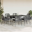 vidaXL 7 Piece Poly Rattan Garden Dining Set in Black/Dark Gray