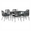 vidaXL 7 Piece Poly Rattan Garden Dining Set in Black/Dark Gray
