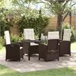 vidaXL 5 Piece Poly Rattan Garden Dining Set with Cushions in Brown