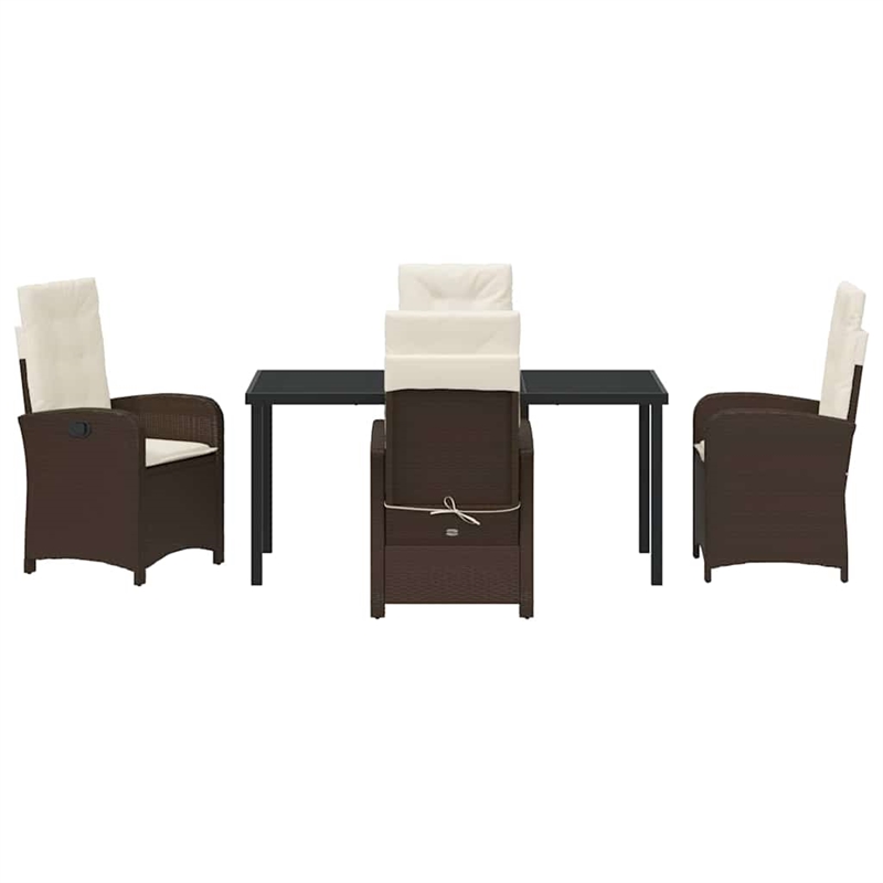 vidaXL 5 Piece Poly Rattan Garden Dining Set with Cushions in Brown