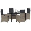 vidaXL 5 Piece Poly Rattan Garden Dining Set with Cushions in Gray