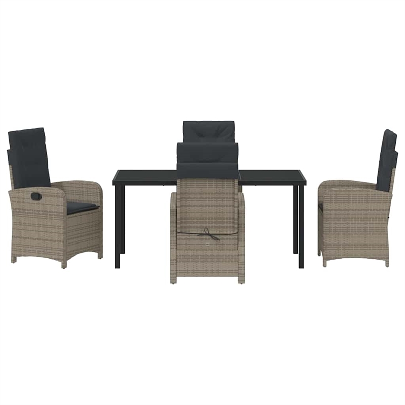 vidaXL 5 Piece Poly Rattan Garden Dining Set with Cushions in Gray