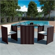 vidaXL 3 Piece Rattan Garden Dining Set in Brown/Cream white