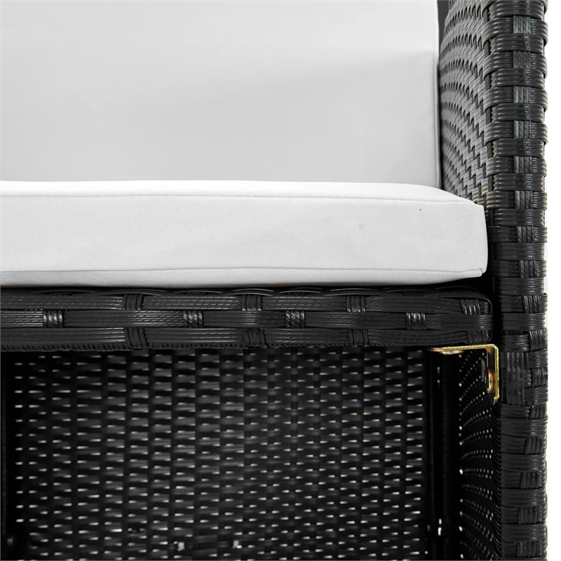 vidaXL 11 Piece Poly Rattan Garden Dining Set in Black/Cream White