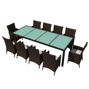 vidaXL Rattan Garden Dining Set in Brown/Cream white