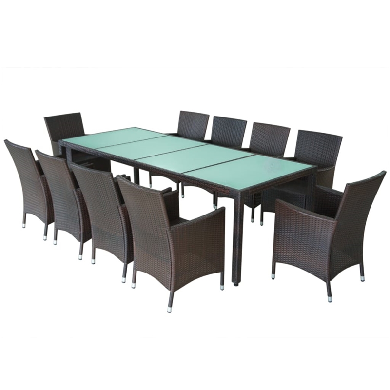 vidaXL Rattan Garden Dining Set in Brown/Cream white