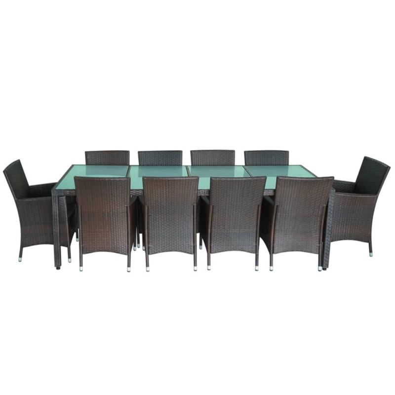 vidaXL Rattan Garden Dining Set in Brown/Cream white