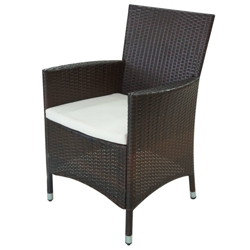 vidaXL Rattan Garden Dining Set in Brown/Cream white