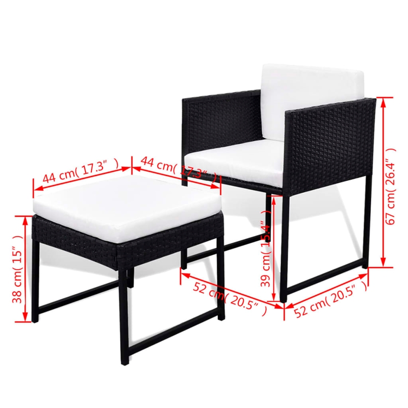 vidaXL 11 Piece Rattan Garden Dining Set in Black