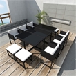 vidaXL 11 Piece Rattan Garden Dining Set in Black