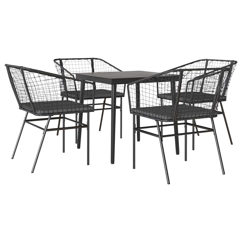 vidaXL Poly Rattan Garden Dining Set in Black/Dark Gray