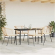 vidaXL 5 Piece Poly Rattan Garden Dining Set in Black/Cream White