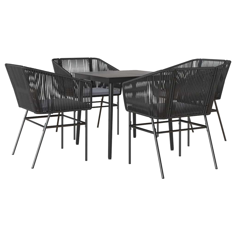 vidaXL 5 Piece Poly Rattan Garden Dining Set in Black/Dark Gray