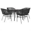 vidaXL 5 Piece Poly Rattan Garden Dining Set in Black/Dark Gray