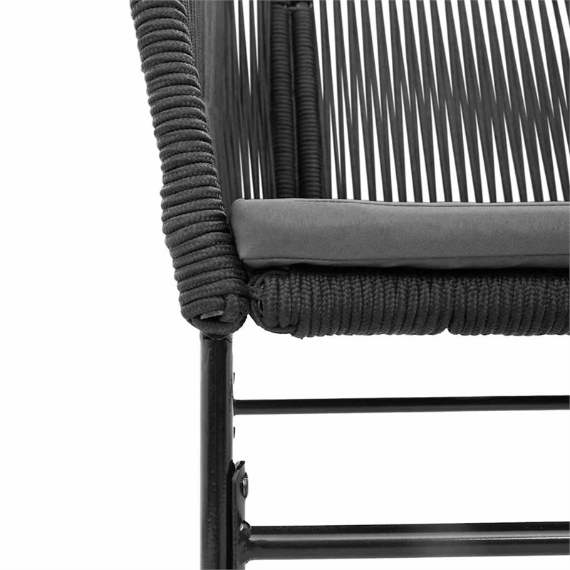 vidaXL 5 Piece Poly Rattan Garden Dining Set in Black/Dark Gray