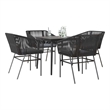 vidaXL 5 Piece Poly Rattan Garden Dining Set in Black/Dark Gray