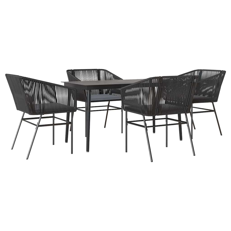 vidaXL 5 Piece Poly Rattan Garden Dining Set in Black/Dark Gray