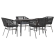 vidaXL 5 Piece Poly Rattan Garden Dining Set in Black/Dark Gray