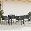 vidaXL 5 Piece Poly Rattan Garden Dining Set in Black/Dark Gray
