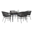 vidaXL 5 Piece Poly Rattan Garden Dining Set in Black/Dark Gray