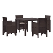 vidaXL 5 Piece Poly Rattan Garden Dining Set in Brown
