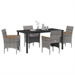 vidaXL 5 Piece Poly Rattan Garden Dining Set with Cushions in Gray