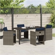 vidaXL 5 Piece Poly Rattan Garden Dining Set with Cushions in Gray