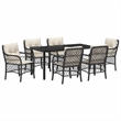vidaXL 7 Piece Poly Rattan Garden Dining Set with Cushions in Black