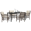 vidaXL 5 Piece Poly Rattan Garden Dining Set with Cushions in Black