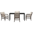 vidaXL 5 Piece Poly Rattan Garden Dining Set with Cushions in Black