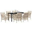 vidaXL 7 Piece Poly Rattan Garden Dining Set with Cushions in Black