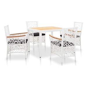 vidaXL 5 Piece Rattan Garden Dining Set with Cushions in Black