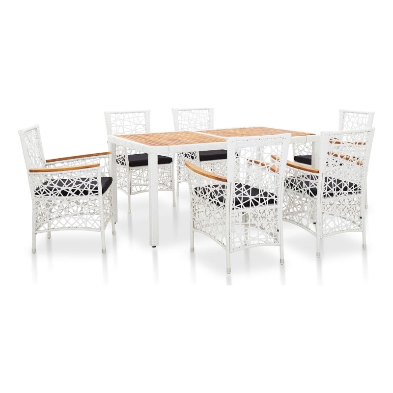 vidaXL 7 Piece Rattan Garden Dining Set in Black