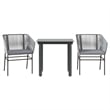 vidaXL 3 Piece Poly Rattan Garden Dining Set in Black