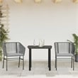 vidaXL 3 Piece Poly Rattan Garden Dining Set in Black