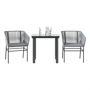 vidaXL 3 Piece Poly Rattan Garden Dining Set in Black