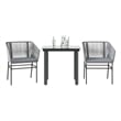 vidaXL 3 Piece Poly Rattan Garden Dining Set in Black