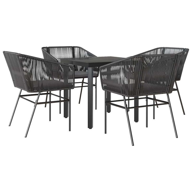 vidaXL 5 Piece Poly Rattan Garden Dining Set in Black/Dark Gray