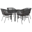 vidaXL 5 Piece Poly Rattan Garden Dining Set in Black/Dark Gray