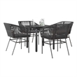 vidaXL 5 Piece Poly Rattan Garden Dining Set in Black/Dark Gray