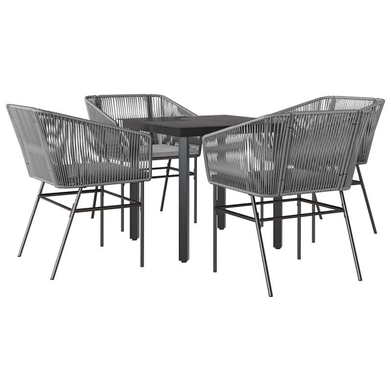 vidaXL 5 Piece Steel Garden Dining Set in Black
